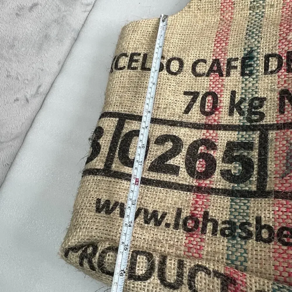 Upcycled Burlap Artisan Coffee Sack Tote Bag Jute Fabric lined‎ Heavy Coffee Art